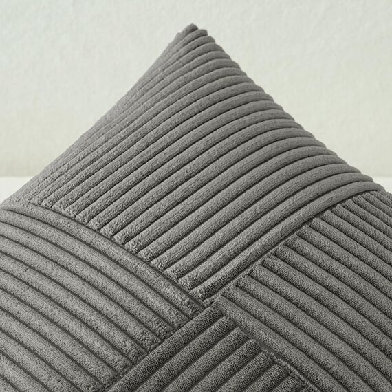 MIULEE 2er Set Kissenbezug 60x60cm Dunkelgrau Kissenhülle Kissenbezüge Sofakissen Dekokissen Boho Couchkissen Kord Dekorative Zierkissenbezug für Sofa