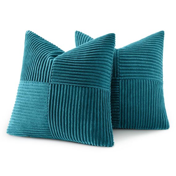 MIULEE 2er Set Kissenbezug 50x50cm See-Blau Kissenhülle Kissenbezüge Sofakissen Dekokissen Boho Couchkissen Kord Dekorative Zierkissenbezug für Sofa