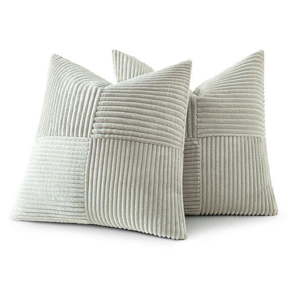 MIULEE 2er Set Kissenbezug 60x60cm Hellgrau Kissenhülle Kissenbezüge Sofakissen Dekokissen Boho Couchkissen Kord Dekorative Zierkissenbezug für Sofa