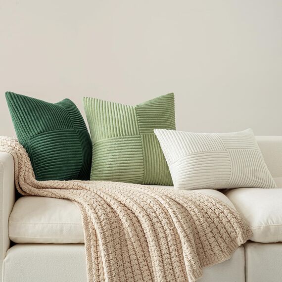 MIULEE 2er Set Kissenbezug 45x45cm Dunkelgrün Kissenhülle Kissenbezüge Sofakissen Dekokissen Boho Couchkissen Kord Dekorative Zierkissenbezug für Sofa