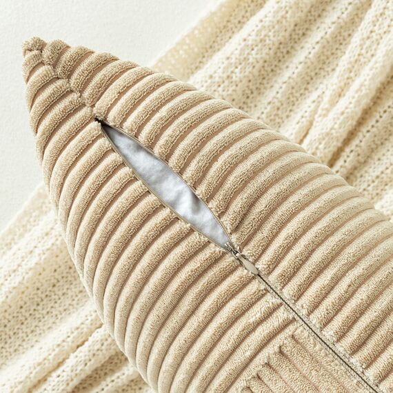 MIULEE 2er Set Kissenbezug 45x45cm Cremegelb Kissenhülle Kissenbezüge Sofakissen Dekokissen Boho Couchkissen Kord Dekorative Zierkissenbezug für Sofa