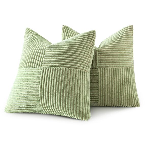 MIULEE 2er Set Kissenbezug 45x45cm Hellgrün frühling Kissenhülle Kissenbezüge Sofakissen Dekokissen Boho Couchkissen Kord Dekorative Zierkissenbezug für Sofa