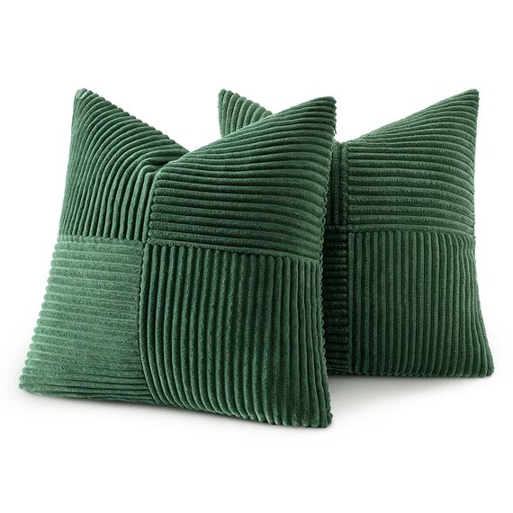 MIULEE 2er Set Kissenbezug 40x40cm Dunkelgrün Kissenhülle Kissenbezüge Sofakissen Dekokissen Boho Couchkissen Kord Dekorative Zierkissenbezug für Sofa