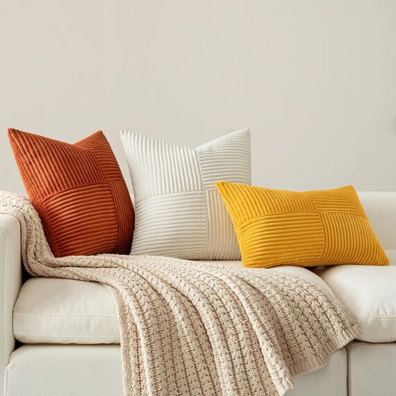 MIULEE 2er Set Herbst Kissenbezug 45x45cm Gelb Kissenhülle Kissenbezüge Sofakissen Dekokissen Boho Couchkissen Kord Dekorative Zierkissenbezug für Sofa