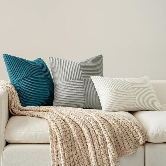 MIULEE 2er Set Kissenbezug 40x40cm See-Blau Kissenhülle Kissenbezüge Sofakissen Dekokissen Boho Couchkissen Kord Dekorative Zierkissenbezug für Sofa