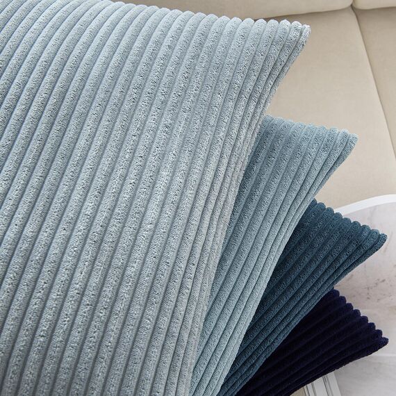 EMEMA Kissenbezug 45x45 cm Kordsamt Kissenbezüge 4er Set Dekokissen Sofakissen Kord Kissenhülle Zierkissenbezug Dekorative Cord Kissen Weiche für Sofa Wohnzimmer Schlafzimmer Dunkelblau Serie