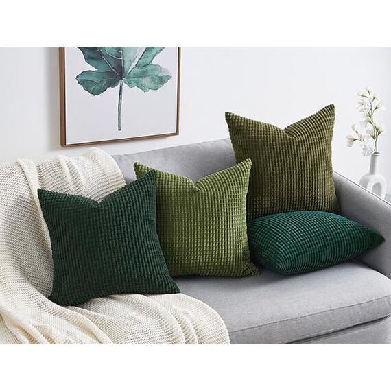 Topfinel Kissenbezug 40x40 Grün 4er Set Cord körnig Farbverlauf Kissenbezüge Kissenhülle Dekokissenbezug Sofakissen Couchkissen für Sofa Schlafzimmer Wohnzimmer Balkon Kinder flauschig