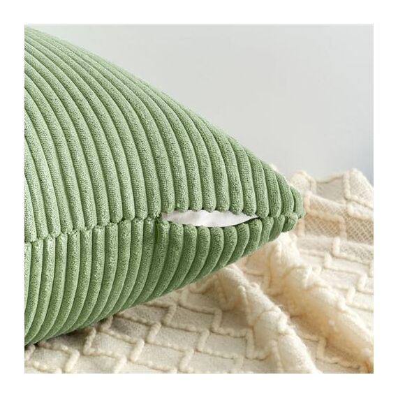 Topfinel Kissenbezug Grün 60x60 4er Set Kordsamt Kissenbezüge Kissenhülle Dekokissenbezug sofakissen dekokissen deko für Sofa Schlafzimmer Wohnzimmer Balkon Kinder flauschig Farbverlauf
