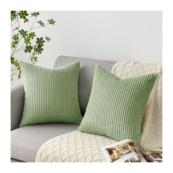 Topfinel Kissenbezug Grün 60x60 4er Set Kordsamt Kissenbezüge Kissenhülle Dekokissenbezug sofakissen dekokissen deko für Sofa Schlafzimmer Wohnzimmer Balkon Kinder flauschig Farbverlauf