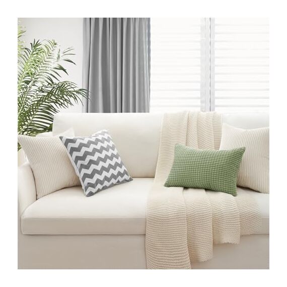 Topfinel Kissenbezug 60x60 cm Kordsamt Kissenbezüge Creme 4er Set Kissenhülle Dekokissenbezug sofakissen dekokissen deko für Sofa Schlafzimmer Wohnzimmer Balkon Kinder flauschig Farbverlauf