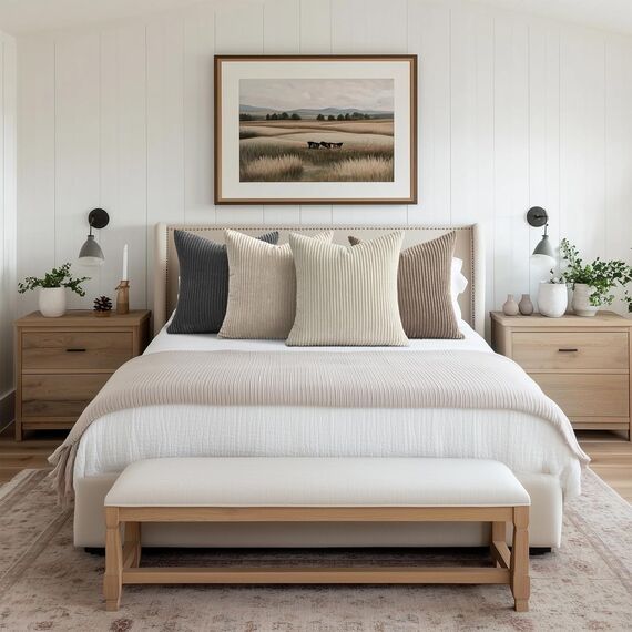 Topfinel 4er Set Kissenbezug 40x40 Cord mit Gestreiftem Dekokissen für Sofa Schlafzimmer Wohnzimmer, Flauschige Kissenhülle Natural in Kinderzimmer, Dekorativ und Weich