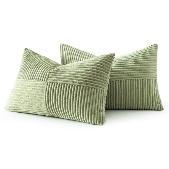 MIULEE 2er Set Kissenbezug 40x60cm Hellgrün frühling Kissenhülle Kissenbezüge Sofakissen Dekokissen Boho Couchkissen Kord Dekorative Zierkissenbezug für Sofa