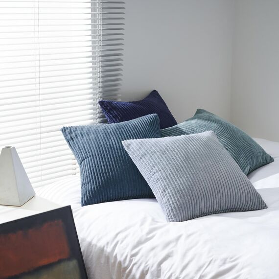 Topfinel Kissenbezug blau 40x40 4er Set Kordsamt Kissenbezüge Kissenhülle Dekokissenbezug sofakissen dekokissen deko für Sofa Schlafzimmer Wohnzimmer Balkon Kinder flauschig Farbverlauf, Gestreift