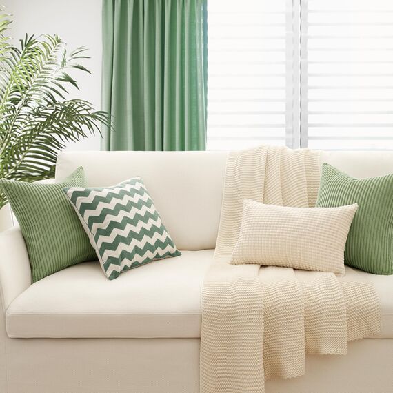 Topfinel Kissenbezug 50x50 Salbei Grün Kordsamt 4er Set gestreiftes Muster Kissenbezüge Kissenhülle Dekokissen Sofakissen Couchkissen Dekokissen Zierkissenbezug Deko Kissenhüllen Wohnzimmer