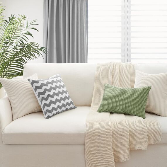 Topfinel 4er Set Samt Kissenbezug Kissenhülle Kopfkissenbezug Dekorative Dekokissen Couchkissen Deko Bezug Sofakissenbezug für Wohnzimmer Schlafzimmer Büro 50x50 cm,Cord-Creme