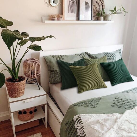 Topfinel Kissenbezug 50x50 Dunkelgrün 4er Set Kordsamt Kissenbezüge Kissenhülle Dekokissenbezug sofakissen dekokissen deko für Sofa Schlafzimmer Wohnzimmer Balkon Kinder flauschig Farbverlauf