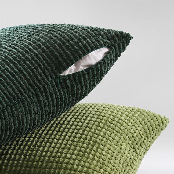 Topfinel Kissenbezug 40x40 Grün 4er Set Cord körnig Farbverlauf Kissenbezüge Kissenhülle Dekokissenbezug Sofakissen Couchkissen für Sofa Schlafzimmer Wohnzimmer Balkon Kinder flauschig