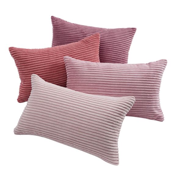 Topfinel Kissenbezug 30x50 cm rosa 4er Set Kordsamt Kissenbezüge Kissenhülle Dekokissenbezug sofakissen dekokissen deko für Sofa Schlafzimmer Wohnzimmer Balkon Kinder flauschig Farbverlauf