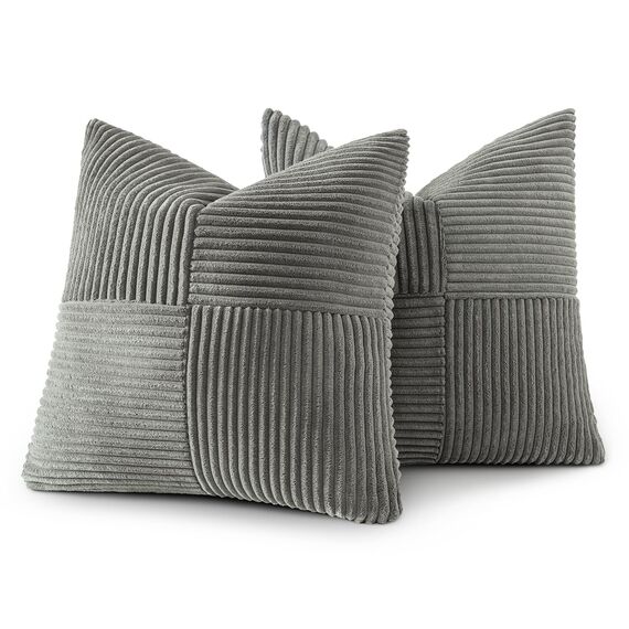 MIULEE 2er Set Kissenbezug 45x45cm Dunkelgrau Kissenhülle Kissenbezüge Sofakissen Dekokissen Boho Couchkissen Kord Dekorative Zierkissenbezug für Sofa