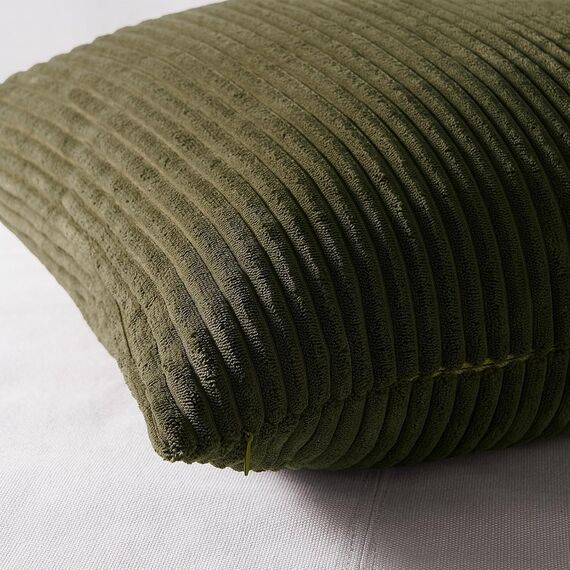 Topfinel 4er Set Kissenbezug 45x45 Cord mit Gestreiftem Dekokissen für Sofa Schlafzimmer Wohnzimmer, Flauschige Kissenhülle Dunkelgrün in Kinderzimmer, Dekorativ und Weich