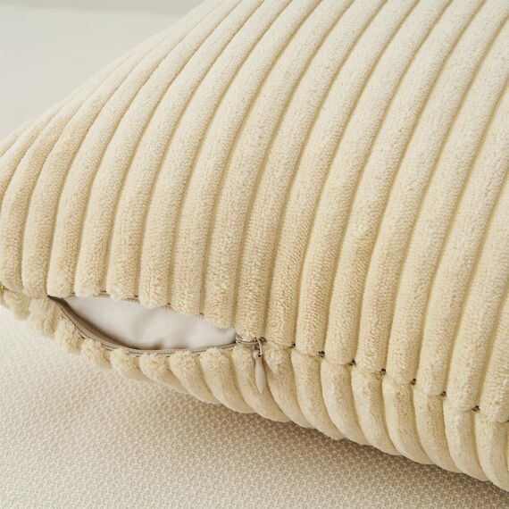 Topfinel Kissenbezug 40x40 cm Beige 4er Set Kordsamt Kissenbezüge Kissenhülle Dekokissenbezug Sofakissen Dekokissen deko für Sofa Schlafzimmer Wohnzimmer Balkon Kinder Flauschig Farbverlauf