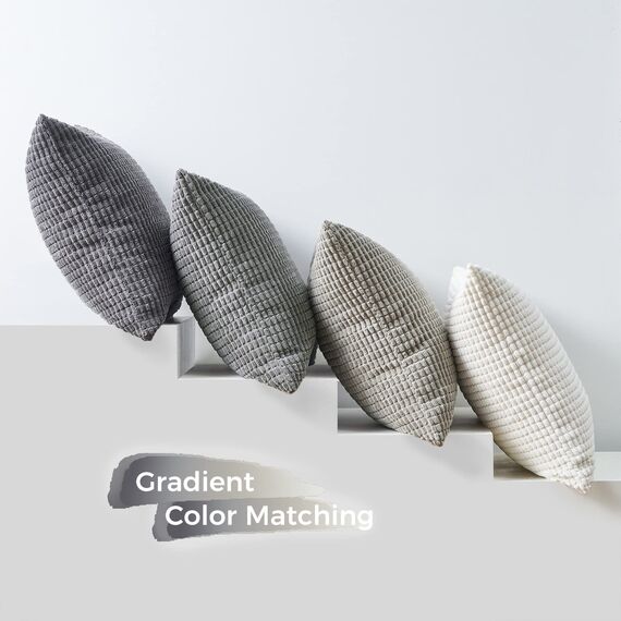 Topfinel Kissenbezug 50x50 Grau 4er Set Cord körnig Farbverlauf Kissenbezüge Kissenhülle Dekokissenbezug Sofakissen Couchkissen für Sofa Schlafzimmer Wohnzimmer Balkon Kinder flauschig