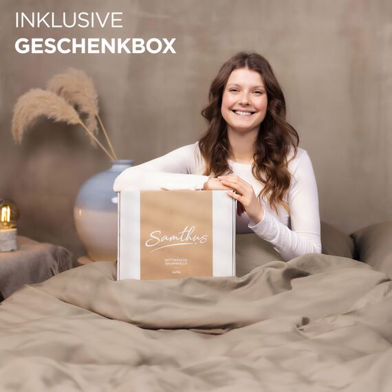 Samthus Bettwäsche 135x200 Baumwolle Satin - Oeko-Tex Made In Green - Himmlisch weicher Schlaf - Bettwäsche-Set mit 1x Bettbezug 135x200 + 1x Kissenbezug 40x80 - Duvet Cover - Taupe