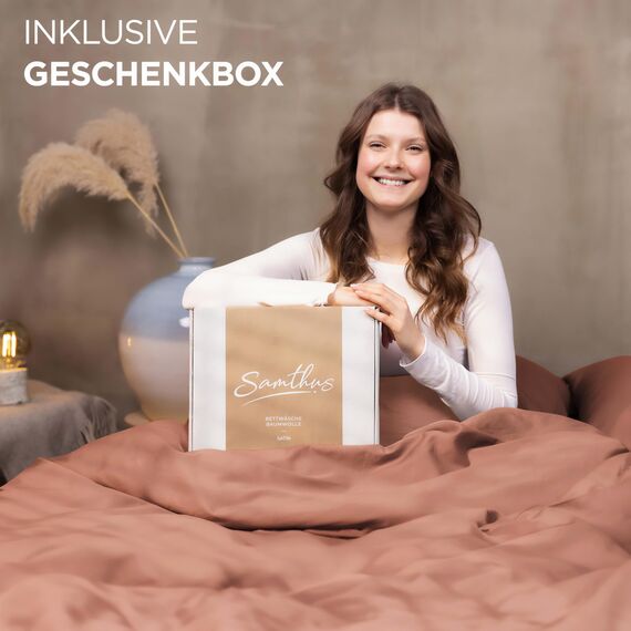 Samthus Bettwäsche 135x200 Baumwolle Satin - Oeko-Tex Made In Green - Himmlisch weicher Schlaf - Bettwäsche-Set mit 1x Bettbezug 135x200 + 1x Kissenbezug 40x80 - Duvet Cover - Mokka Braun