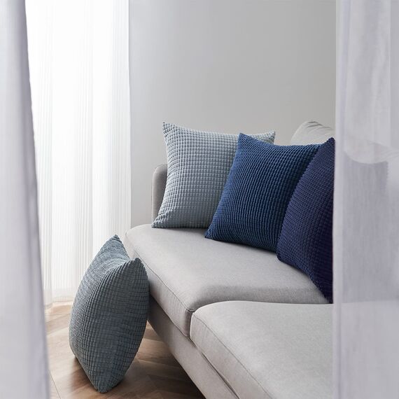 Topfinel Kissenbezug 60x60 cm blau 4er Set Cord körnig Kissenbezüge Kissenhülle Dekokissenbezug Sofakissen Dekokissen deko für Sofa Schlafzimmer Wohnzimmer Balkon Kinder flauschig Farbverlauf