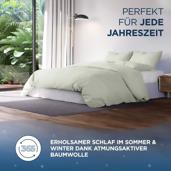 Samthus Bettwäsche 200x200 Baumwolle Satin - Oeko-Tex Made In Green - Himmlisch weicher Schlaf - Bettwäsche-Set mit 1x Bettbezug 200x200 + 2X Kissenbezug 80x80 - Duvet Cover - Grün
