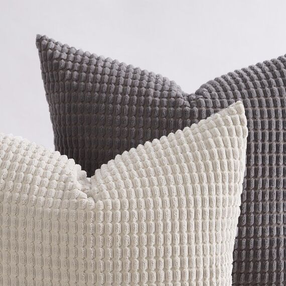 Topfinel Kissenbezug 45x45 Grau 4er Set Cord körnig Farbverlauf Kissenbezüge Kissenhülle Dekokissenbezug Sofakissen Couchkissen für Sofa Schlafzimmer Wohnzimmer Balkon Kinder flauschig