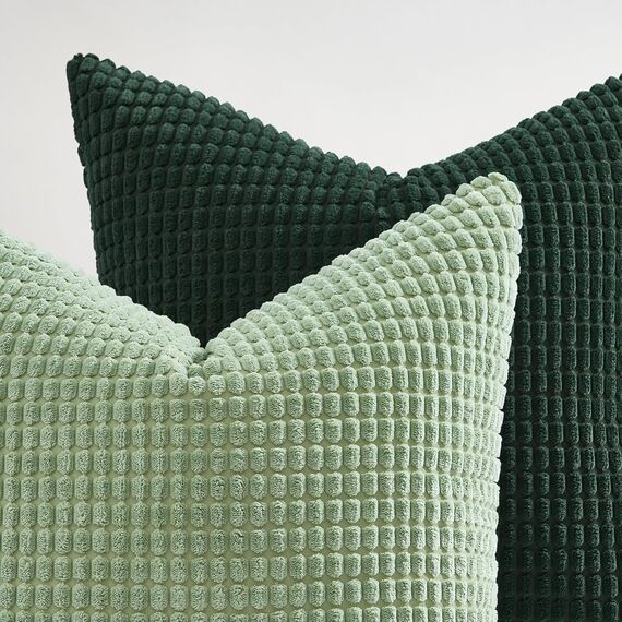 Topfinel Kissenbezug 50x50 cm Salbeigrün 4er Set Kordsamt Kissenbezüge Kissenhülle sofakissen dekokissen deko für Sofa Schlafzimmer Wohnzimmer Kinder flauschig Farbverlauf