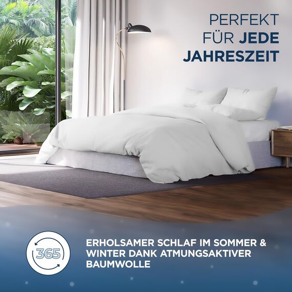 Samthus Bettwäsche 220x240 Baumwolle Satin - Oeko-Tex Made In Green - Himmlisch weicher Schlaf - Bettwäsche-Set mit 1x Bettbezug 220x240 + 2X Kissenbezug 80x80 - Duvet Cover - Weiß