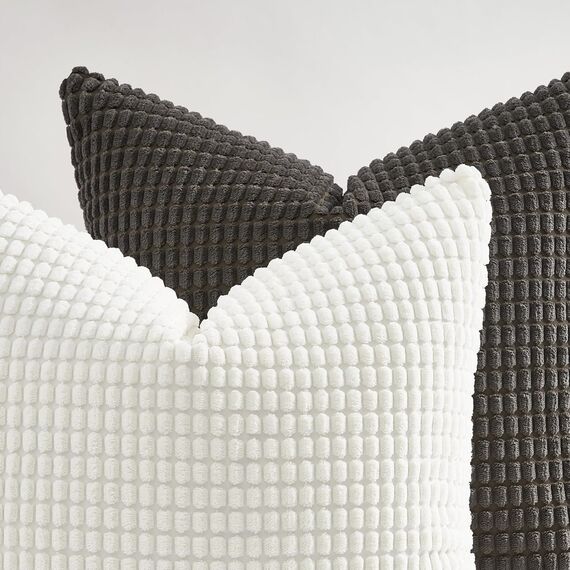 Topfinel Boho Kissenbezug 40x40 cm Natural 4er Set Kordsamt Kissenbezüge Kissenhülle sofakissen dekokissen deko für Sofa Schlafzimmer Wohnzimmer Kinder flauschig Farbverlauf