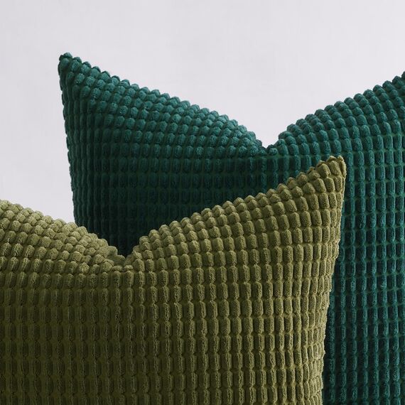 Topfinel Kissenbezug 30x50 cm Grün 4er Set Cord körnig Kissenbezüge Kissenhülle Dekokissenbezug Sofakissen Dekokissen deko für Sofa Schlafzimmer Wohnzimmer Balkon Kinder flauschig Farbverlauf