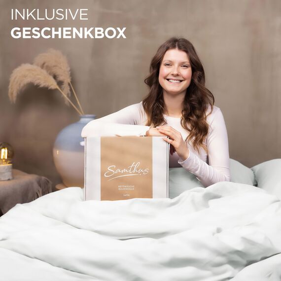 Samthus Bettwäsche 140x200 Baumwolle Satin - Oeko-Tex Made In Green - Himmlisch weicher Schlaf - Bettwäsche-Set mit 1x Bettbezug 140x200 + 1x Kissenbezug 70x90 - Duvet Cover - Weiß