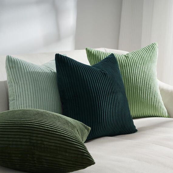 Topfinel Kissenbezug Hellgrüne 50x50 4er Set Kordsamt Kissenbezüge Kissenhülle Dekokissenbezug Sofakissen Dekokissen Deko für Sofa Schlafzimmer Wohnzimmer Balkon flauschig Farbverlauf, Gestreift