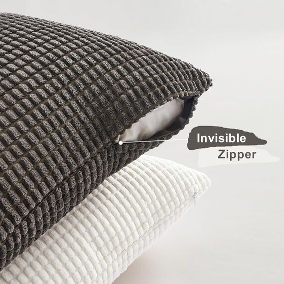 Topfinel Boho Kissenbezug 45x45 cm Natural 4er Set Kordsamt Kissenbezüge Kissenhülle sofakissen dekokissen deko für Sofa Schlafzimmer Wohnzimmer Kinder flauschig Farbverlauf