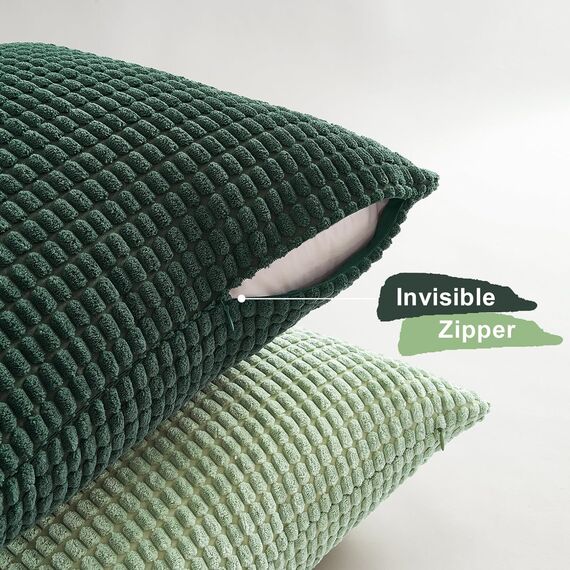 Topfinel Kissenbezug 45x45 cm Salbeigrün 4er Set Kordsamt Kissenbezüge Kissenhülle sofakissen dekokissen deko für Sofa Schlafzimmer Wohnzimmer Kinder flauschig Farbverlauf