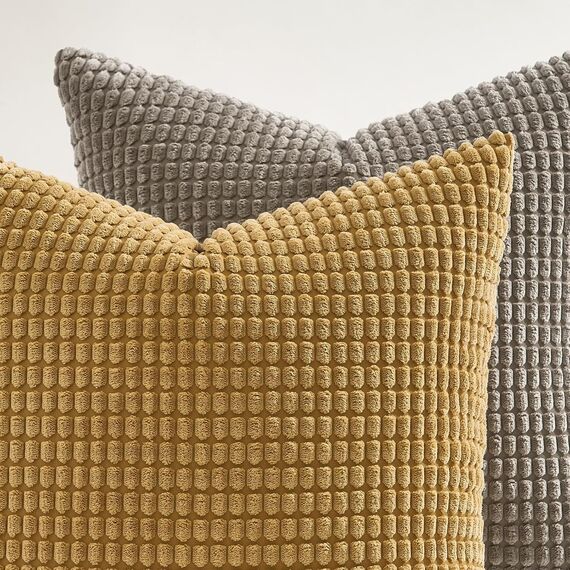 Topfinel Kissenbezug 45x45 cm Braun-Beige 4er Set Kordsamt Kissenbezüge Kissenhülle sofakissen dekokissen deko für Sofa Schlafzimmer Wohnzimmer Kinder flauschig Farbverlauf