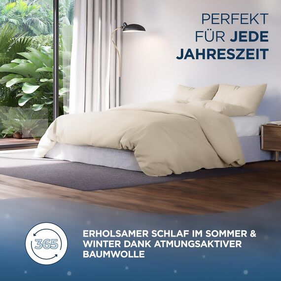 Samthus Bettwäsche 135x200 Baumwolle Satin - Oeko-Tex Made In Green - Himmlisch weicher Schlaf - Bettwäsche-Set mit 1x Bettbezug 135x200 + 1x Kissenbezug 40x80 - Duvet Cover - Beige