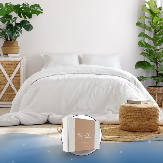 Samthus Bettwäsche 140x200 Baumwolle Satin - Oeko-Tex Made In Green - Himmlisch weicher Schlaf - Bettwäsche-Set mit 1x Bettbezug 140x200 + 1x Kissenbezug 70x90 - Duvet Cover - Weiß