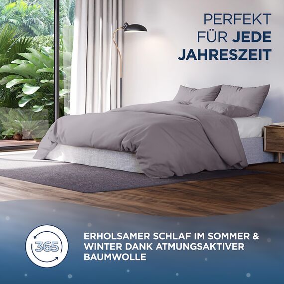 Samthus Kopfkissenbezug 70x90 Baumwolle Satin - Oeko-Tex Made In Green - Himmlisch weicher Schlaf mit atmungsaktivem Kissenbezug - 1x Kissenhülle - Grau - mit YKK Reißverschluss