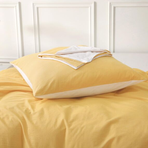 SOULFUL Kissenbezug 40x80 Baumwolle Gelb, Kissenbezüge 2 Teilig mit Reißverschluss, Ähnliche Textur wie Stone Washed Leinen, ÖkoTex Zertifiziert, Weich und Bequem