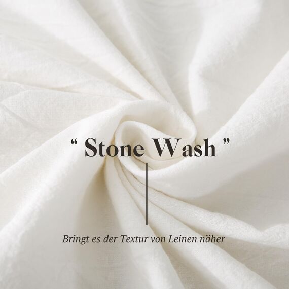 SOULFUL Bettwäsche 200x200 Baumwolle 3 Teilig, Bettwäsche-Sets Milky White mit Reißverschluss, Ähnliche Textur wie Stone Washed Leinen, Enthält 1 Bettbezug 200x200 und 2 Kissenbezug 80x80