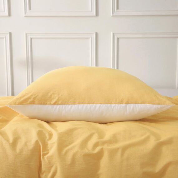 SOULFUL Kissenbezug 40x80 Baumwolle Gelb, Kissenbezüge 2 Teilig mit Reißverschluss, Ähnliche Textur wie Stone Washed Leinen, ÖkoTex Zertifiziert, Weich und Bequem