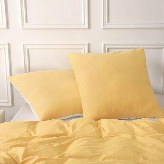 SOULFUL Kissenbezug 40x80 Baumwolle Gelb, Kissenbezüge 2 Teilig mit Reißverschluss, Ähnliche Textur wie Stone Washed Leinen, ÖkoTex Zertifiziert, Weich und Bequem