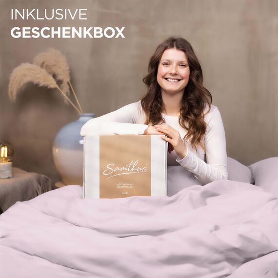 Samthus Bettwäsche 200x220 Baumwolle Satin - Oeko-Tex Made In Green - Himmlisch weicher Schlaf - Bettwäsche-Set mit 1x Bettbezug 200x220 + 2X Kissenbezug 80x80 - Duvet Cover - Rosa Altrosa