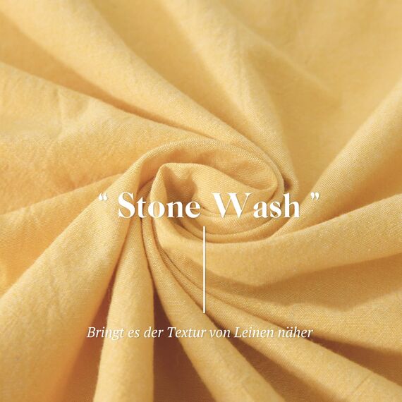 SOULFUL Bettwäsche 135x200 Baumwolle 4 Teilig, Bettwäsche-Sets Gelb mit Reißverschluss, Ähnliche Textur wie Stone Washed Leinen, Enthält 2 Bettbezug 135x200 und 2 Kissenbezug 80x80