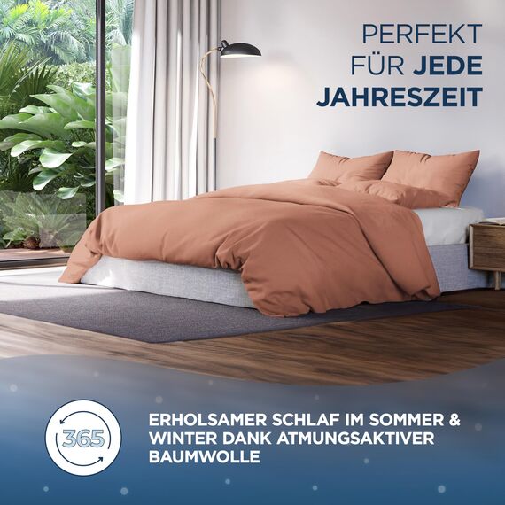 Samthus Bettwäsche 200x200 Baumwolle Satin - Oeko-Tex Made In Green - Himmlisch weicher Schlaf - Bettwäsche-Set mit 1x Bettbezug 200x200 + 2X Kissenbezug 80x80 - Duvet Cover - Mokka Braun